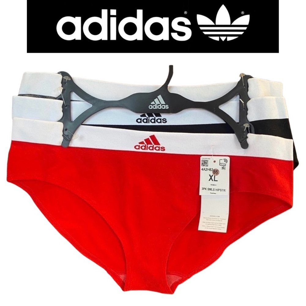ADIDAS 3 Pack Seamless Hipsters Underwear: Grey, Black, & Red, NWT